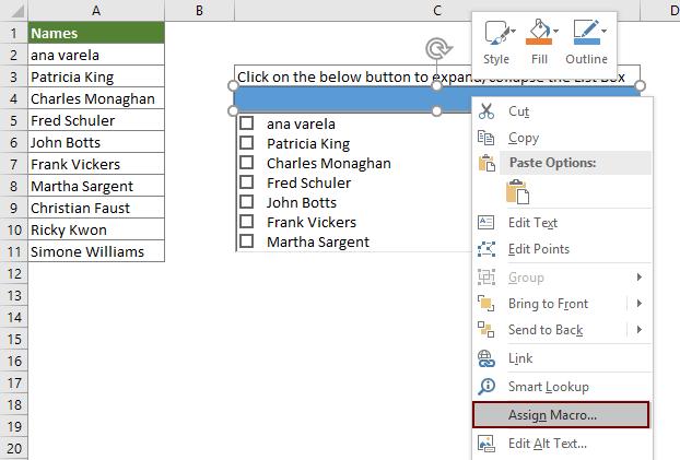 cách tạo danh sách thả xuống với nhiều Checkboxes trong Excel
